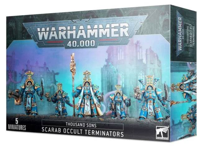 Warhammer 40000 Scarab Occult Terminators Thousand Sons box set with miniatures.