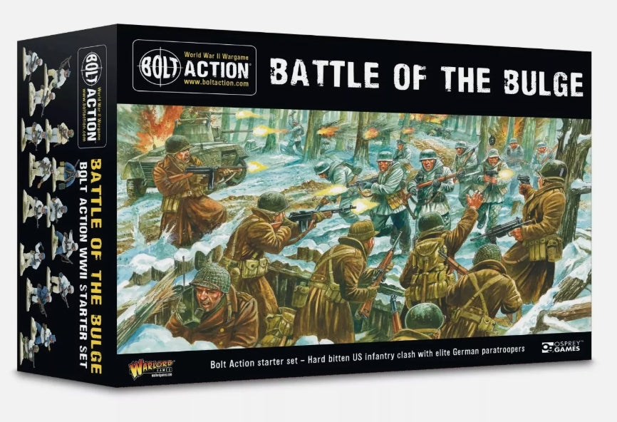Bolt Action Starter Set - Battle of the Bulge box with illustrated winter battle scene.