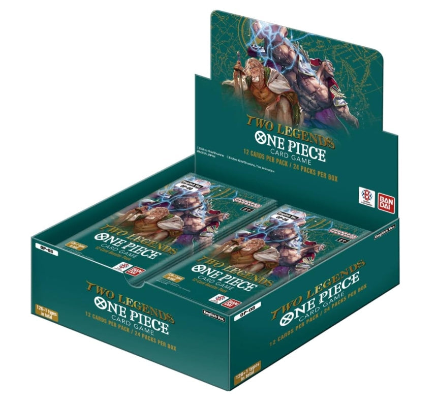 Two Legends Booster OP-08 One Piece Card Game single pack display.