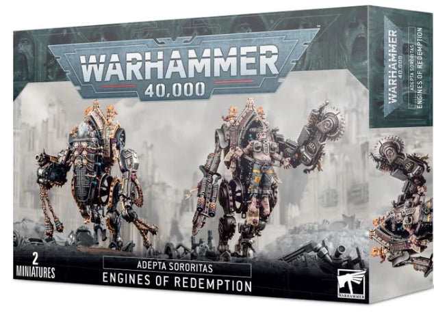 Penitent Adepta Sororitas kit for building two Penitent Engines or Mortifiers, includes 126 components.
