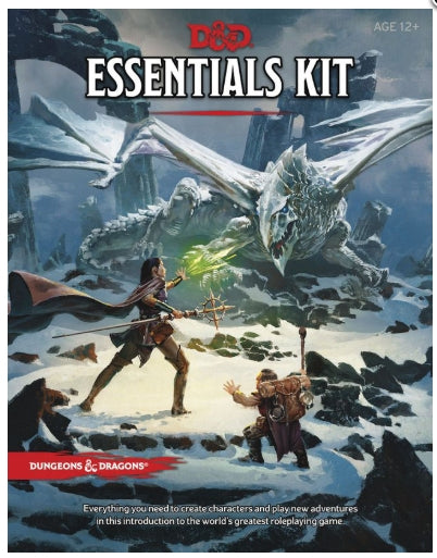 Dungeons & Dragons Essentials Kit cover with adventurers facing a dragon.