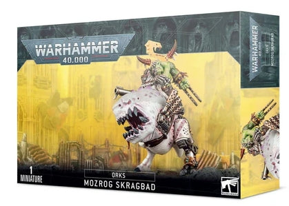 Warhammer 40000 Orks Mozrog Skragbad model kit with Beast Snagga Orks character and squigosaur.