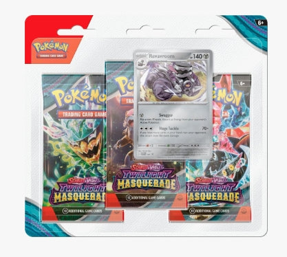 Twilight Masquerade 3 Pack Blister with booster packs, coin, and promotional card.