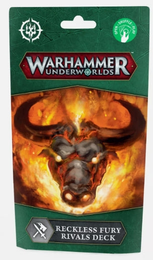 Warhammer Underworlds Reckless Fury Rivals Deck packaging with fiery bull design.