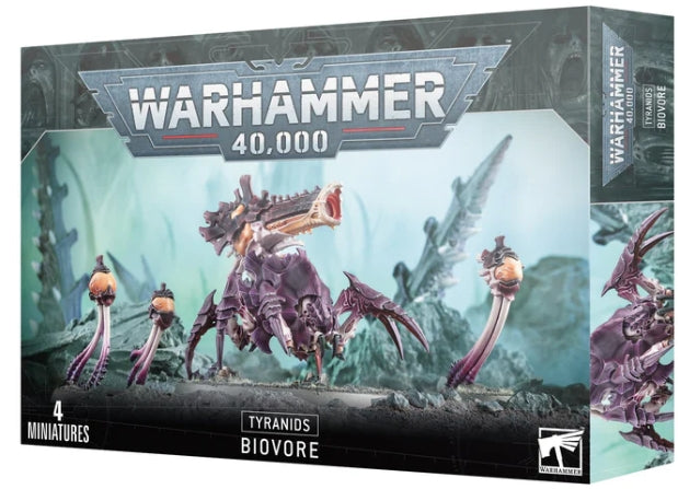 Tyranids: Biovore Warhammer 40,000 model kit packaging.