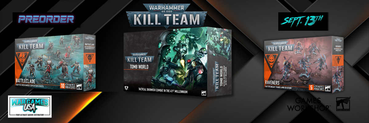 Promotional banner for Warhammer Kill Team Tomb World Preorder