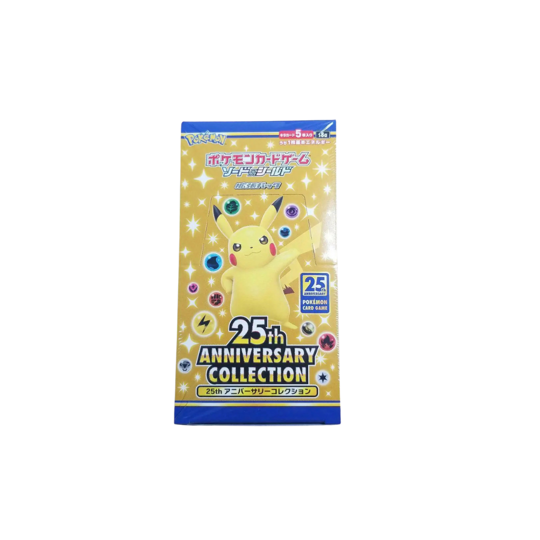 Pokemon 25th Anniversary Collection Japanese Booster Box with Pikachu design.