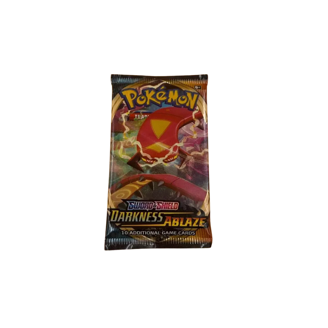 Pokemon Sword & Shield Darkness Ablaze Booster Pack containing 10 TCG cards.