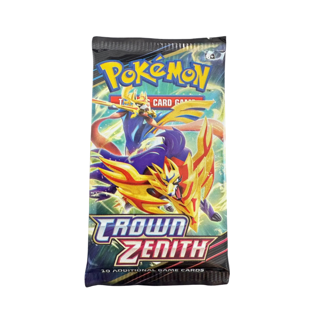 Pokemon Crown Zenith Booster Pack containing 10 TCG cards.