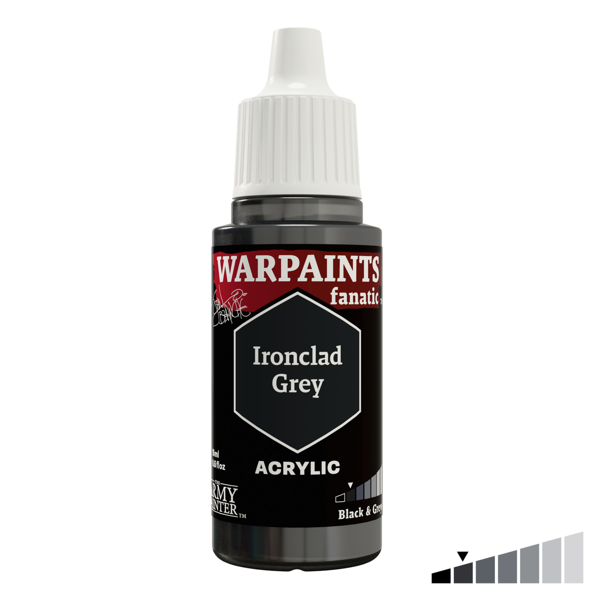 The Army Painter Masterclass John Blanche Ironclad Grey, Warpaints Fanatic acrylic, 18ml dropper bottle, WP4002P.