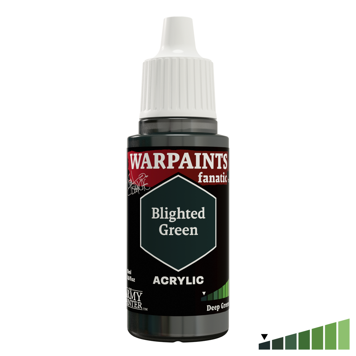 The Army Painter Masterclass John Blanche Blighted Green, Warpaints Fanatic acrylic, 18ml dropper bottle, WP4004P.