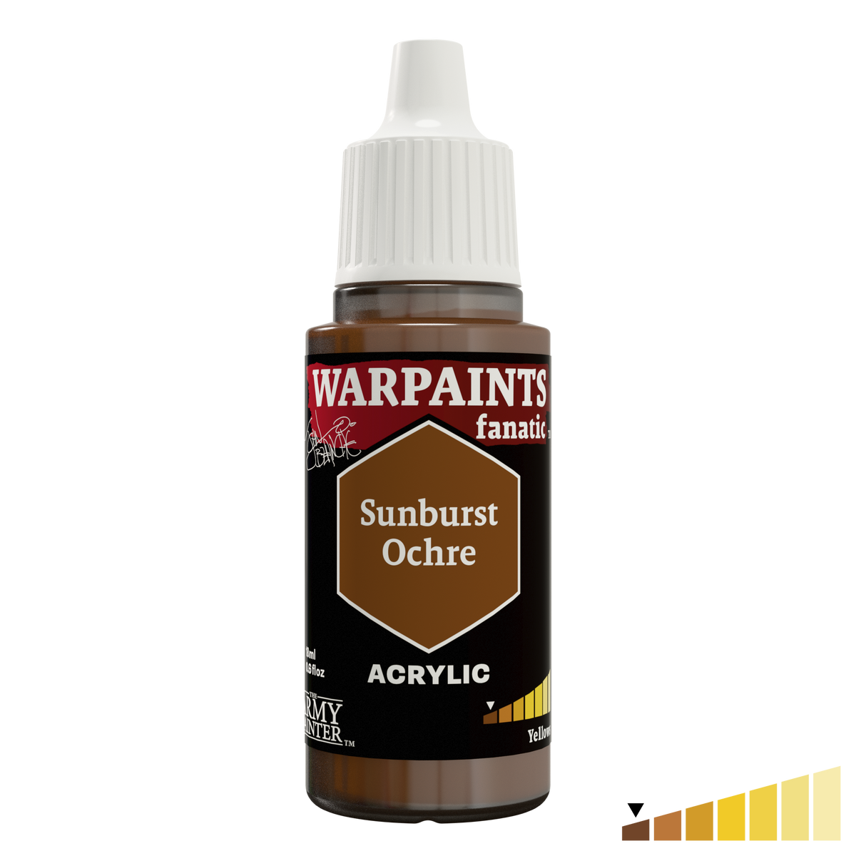 The Army Painter Masterclass John Blanche Sunburst Ochre, Warpaints Fanatic acrylic, 18ml dropper bottle, WP4011P.