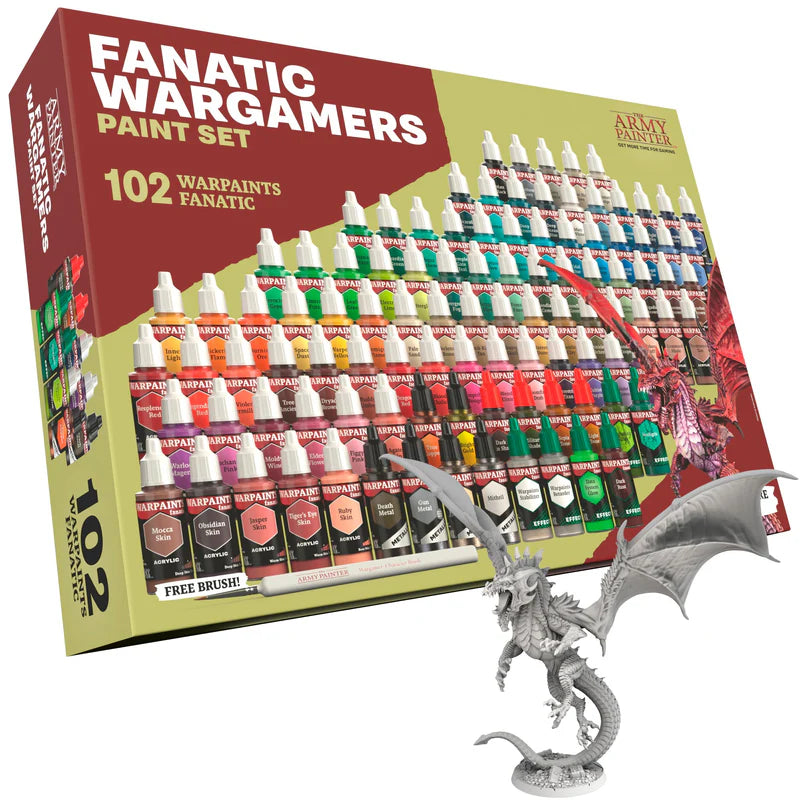 The Army Painter Warpaints Fanatic Wargamers Paint Set with 102 miniature acrylic paints in a compact container