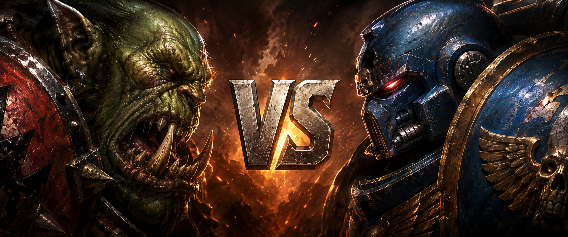 warhammer ork vs space marine banner image