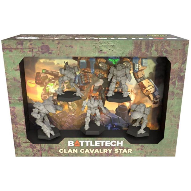 BattleTech Mercenaries Clan Cavalry Star miniatures in box packaging.