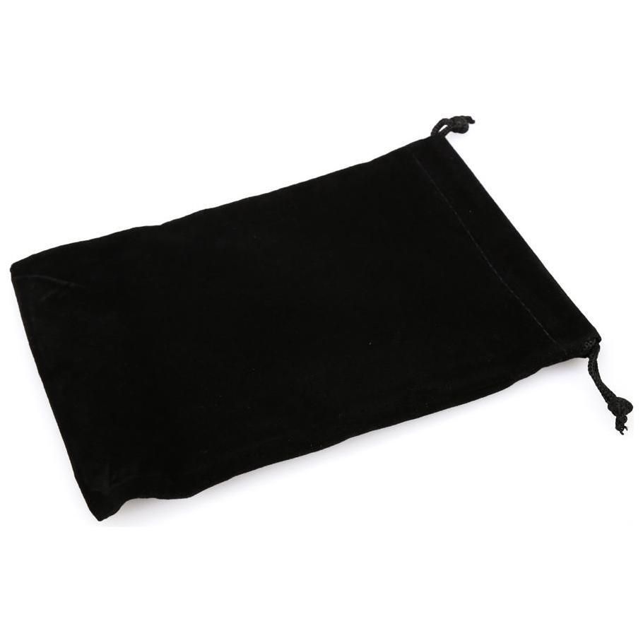 Chessex: Dice Bag, large black suede cloth drawstring, 5x7.5 inches.