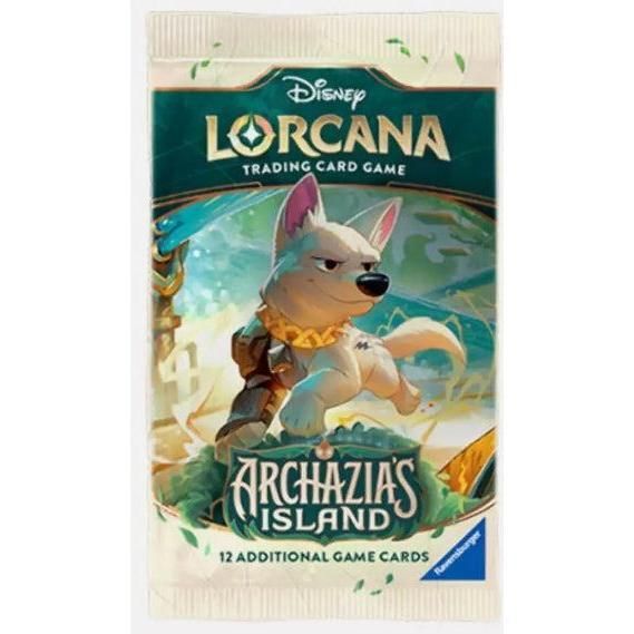 Lorcana Archazia's Island card pack featuring a fierce wolf character.