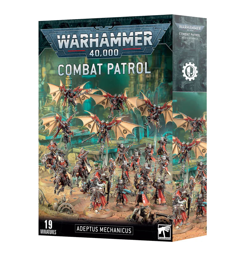 Adeptus Mechanicus Combat Patrol box set with 19 multipart plastic miniatures including Tech-Priest Manipulus and Skitarii Vanguard.