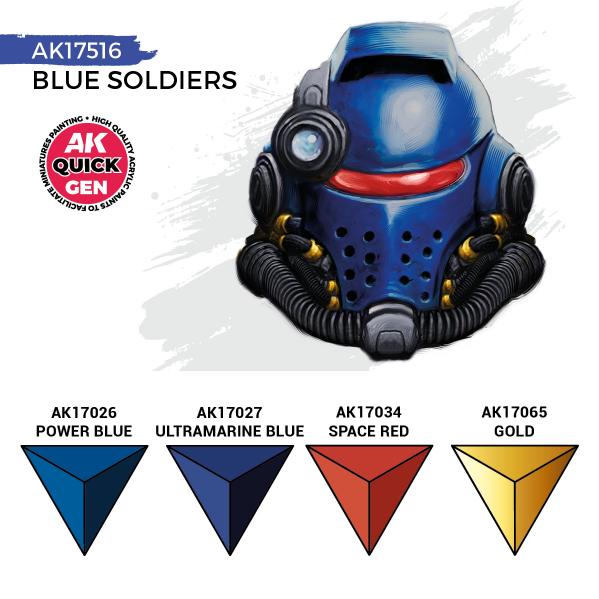 AK-Interactive: Quick Gen Acrylic Contrast -Blue Soldiers (Quick Gen Set) - War Games USA