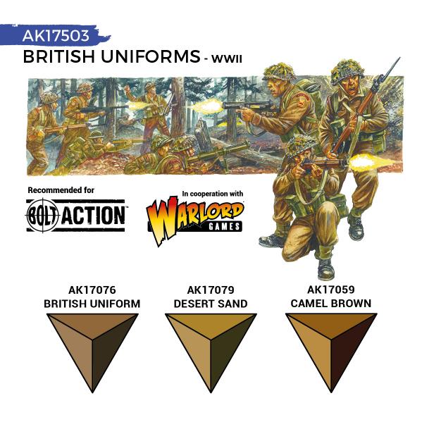 AK-Interactive: Quick Gen Acrylic Contrast -British Uniforms (Quick Gen Set) - War Games USA