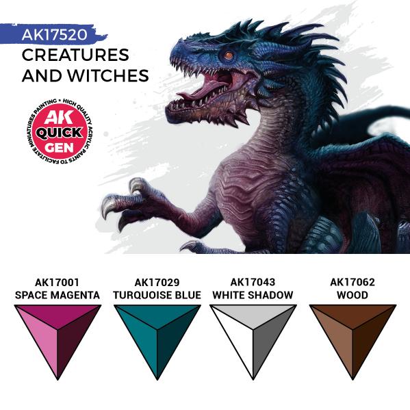 AK-Interactive: Quick Gen Acrylic Contrast -Creatures And Witches (Quick Gen Set) - War Games USA
