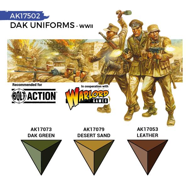 AK-Interactive: Quick Gen Acrylic Contrast -Dak Uniforms (Quick Gen Set) - War Games USA