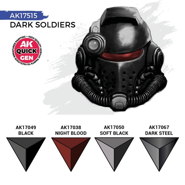 AK-Interactive: Quick Gen Acrylic Contrast -Dark Soldiers (Quick Gen Set) - War Games USA
