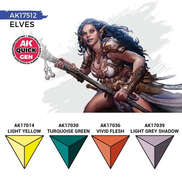 AK-Interactive: Quick Gen Acrylic Contrast -Elves (Quick Gen Set) - War Games USA
