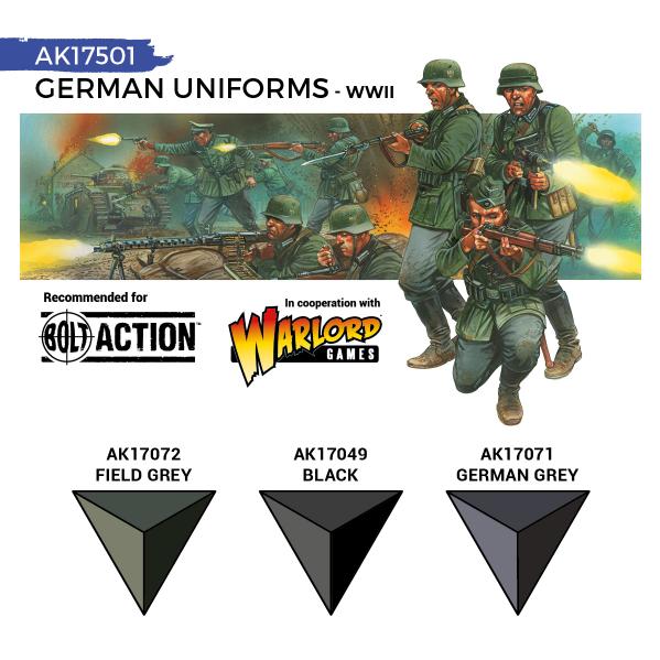 AK-Interactive: Quick Gen Acrylic Contrast -German Uniforms (Quick Gen Set) - War Games USA