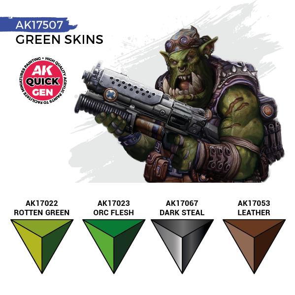 AK-Interactive: Quick Gen Acrylic Contrast -Green Skins (Quick Gen Set) - War Games USA