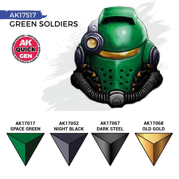 AK-Interactive: Quick Gen Acrylic Contrast -Green Soldiers (Quick Gen Set) - War Games USA