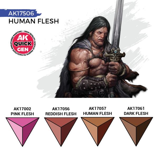 AK-Interactive: Quick Gen Acrylic Contrast -Human Flesh (Quick Gen Set) - War Games USA
