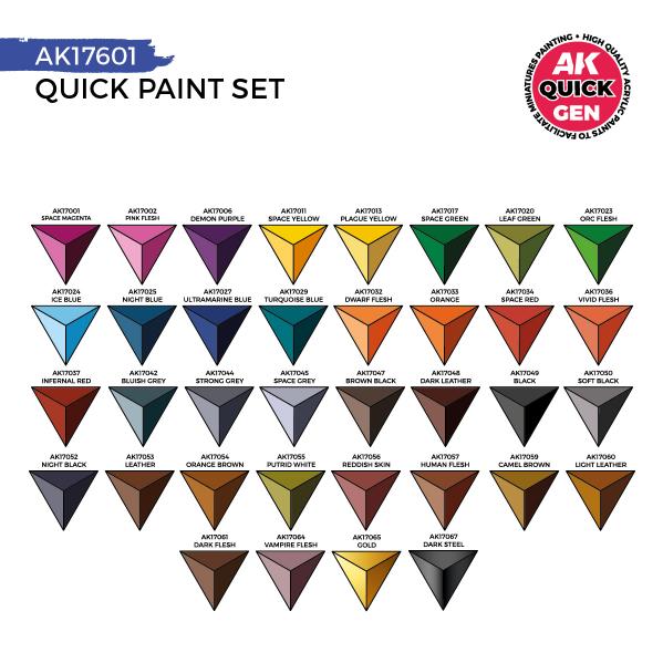 AK-Interactive: Quick Gen Acrylic Contrast -Quick Paint Set 36 Quick Gen Colors - War Games USA