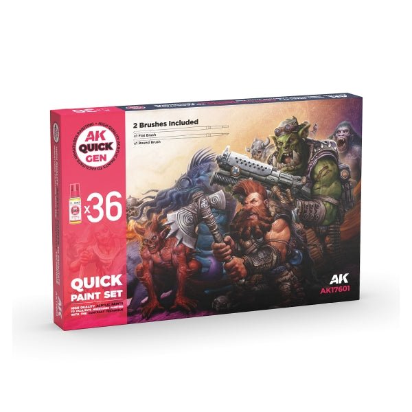 AK-Interactive: Quick Gen Acrylic Contrast -Quick Paint Set 36 Quick Gen Colors - War Games USA