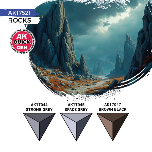 AK-Interactive: Quick Gen Acrylic Contrast -Rocks (Quick Gen Set) - War Games USA