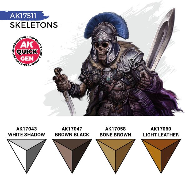 AK-Interactive: Quick Gen Acrylic Contrast -Skeletons (Quick Gen Set) - War Games USA
