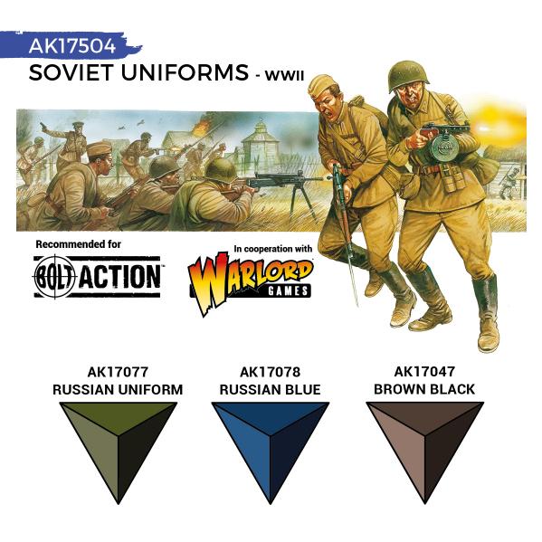 AK-Interactive: Quick Gen Acrylic Contrast -Soviet Uniforms (Quick Gen Set) - War Games USA