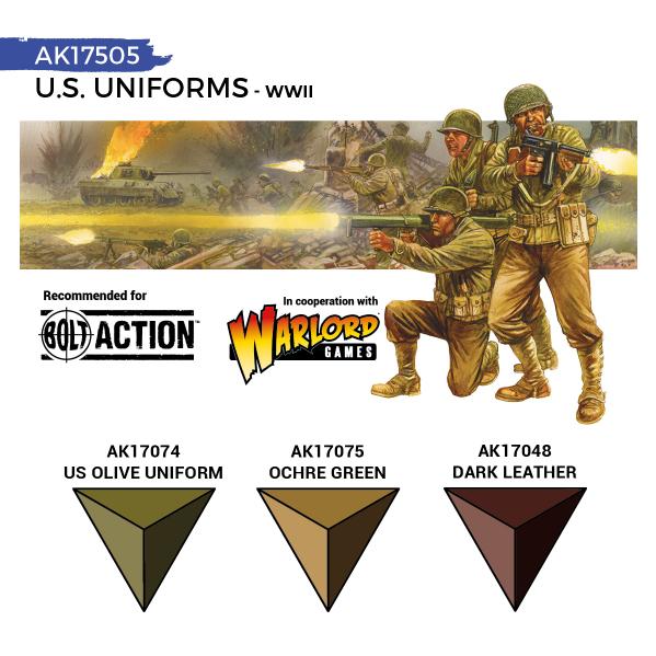 AK-Interactive: Quick Gen Acrylic Contrast -Us Uniforms (Quick Gen Set) - War Games USA