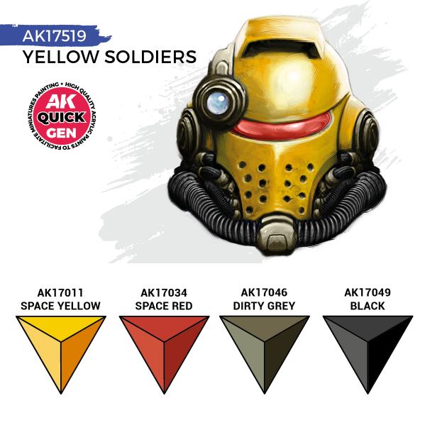 AK-Interactive: Quick Gen Acrylic Contrast -Yellow Soldiers (Quick Gen Set) - War Games USA