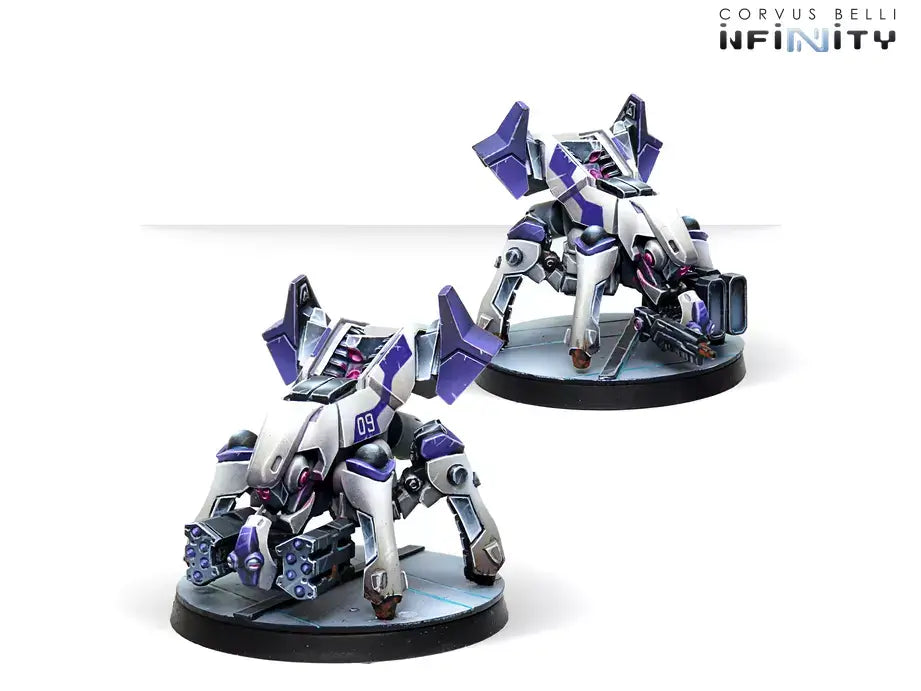 ALEPH Rebots Remotes Pack with two robotic miniatures featuring diverse weapon options.