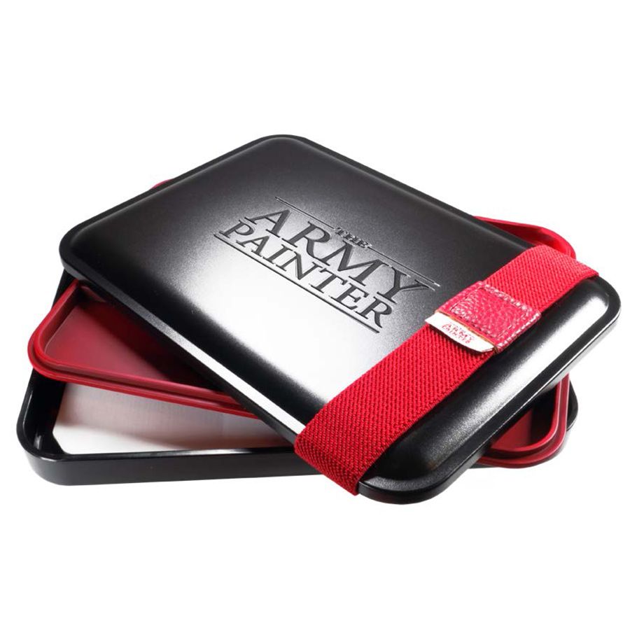 The Army Painter wet palette with red strap and hydro sheets.