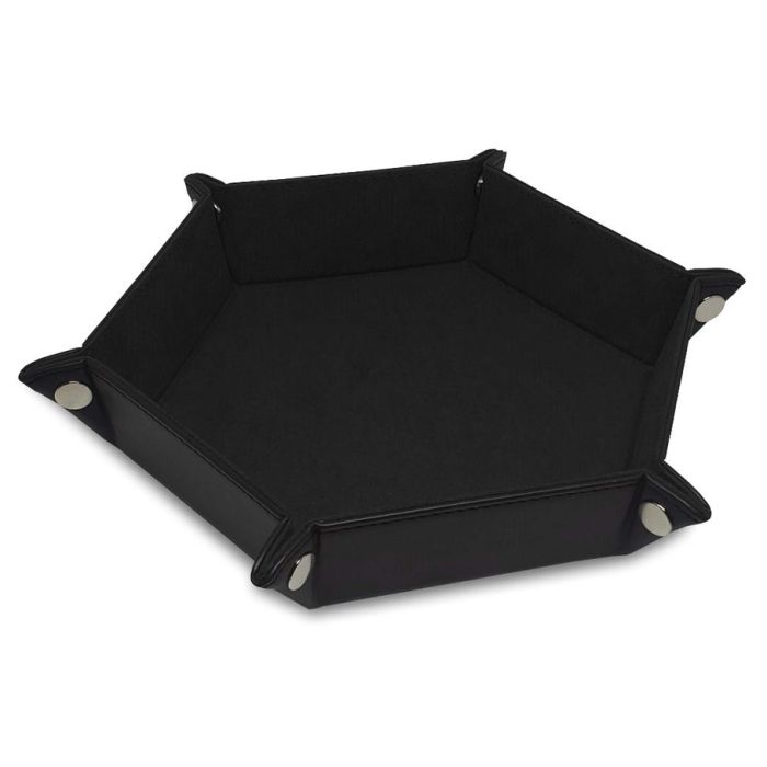BCW Dice Tray LX Hex Black with faux suede interior for tabletop games.