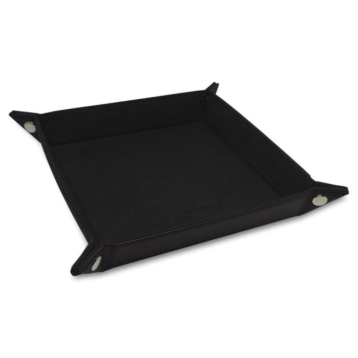 BCW Dice Tray LX Square in black leatherette with colored suede interior for tabletop games.