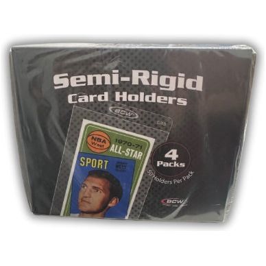 Semi-Rigid #3 card holders display case with 50CT packs, sturdy protection for grading.