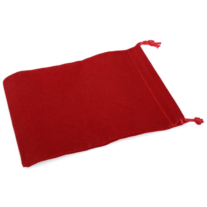 Large red suede cloth drawstring dice bag by Chessex.