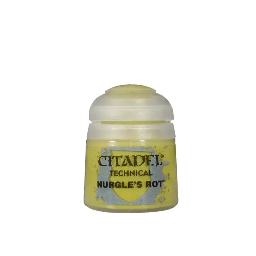 Nurgles Rot Technical Paint jar with toxic slime effects, glossy finish, 12ml.