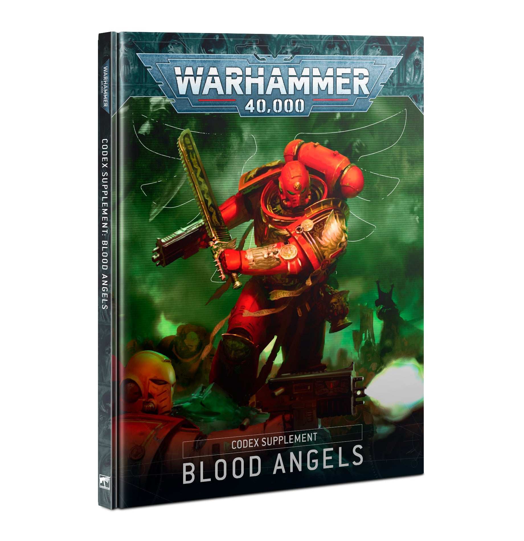 Warhammer 40000 Codex Supplement Blood Angels cover art featuring a Blood Angel warrior.