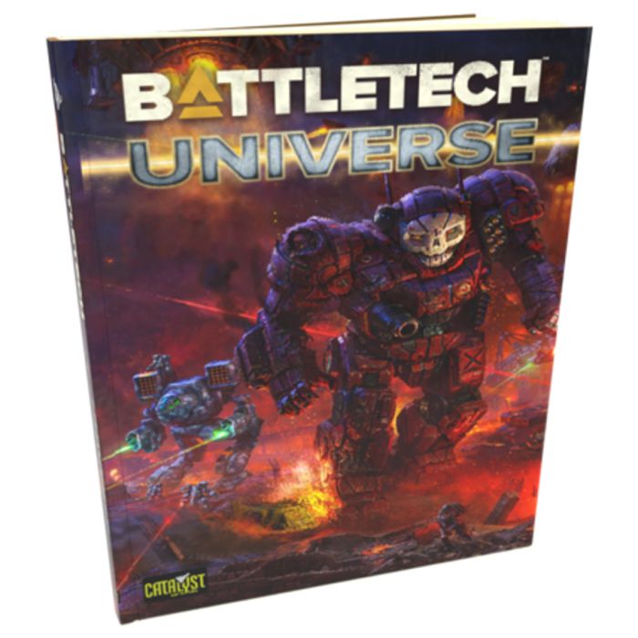 BattleTech: Universe Lore Book cover featuring colorful mechs in battle, ideal for exploring BattleTech's rich history.