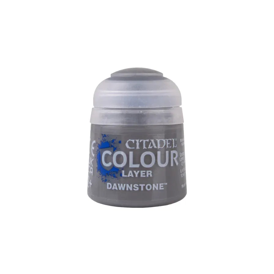 Citadel Colour Dawnstone Layer Paint bottle with label, suitable for miniature painting and model detailing.