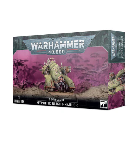 Warhammer 40000 Death Guard Myphitic Blight-Hauler miniature kit with Citadel 80mm base.